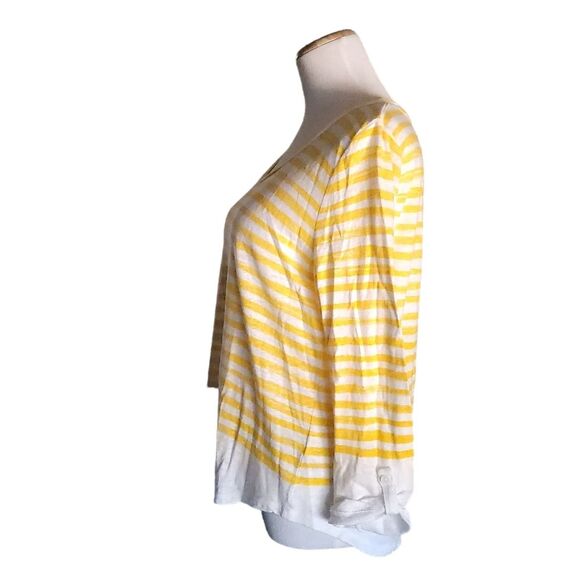 Talbots Striped Yellow White Linen Blend Top Blouse Women's Size Large - Picture 2 of 9